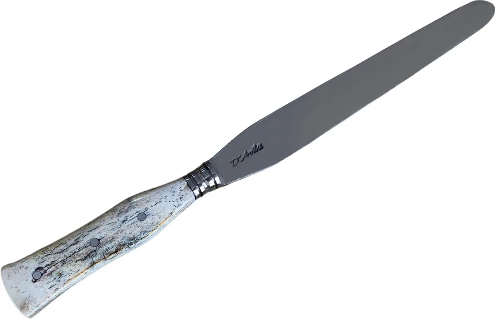 Conjunto Churrasco Garfo Trinchante P e Faca 8" e Chaira, em cabo em osso, brutforj fosfatizado - Imagem 4