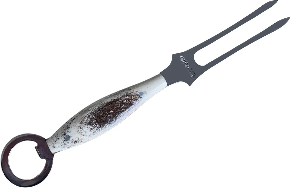 Conjunto Churrasco Garfo Trinchante P e Faca 8" e Chaira, em cabo em osso, brutforj fosfatizado - Imagem 3