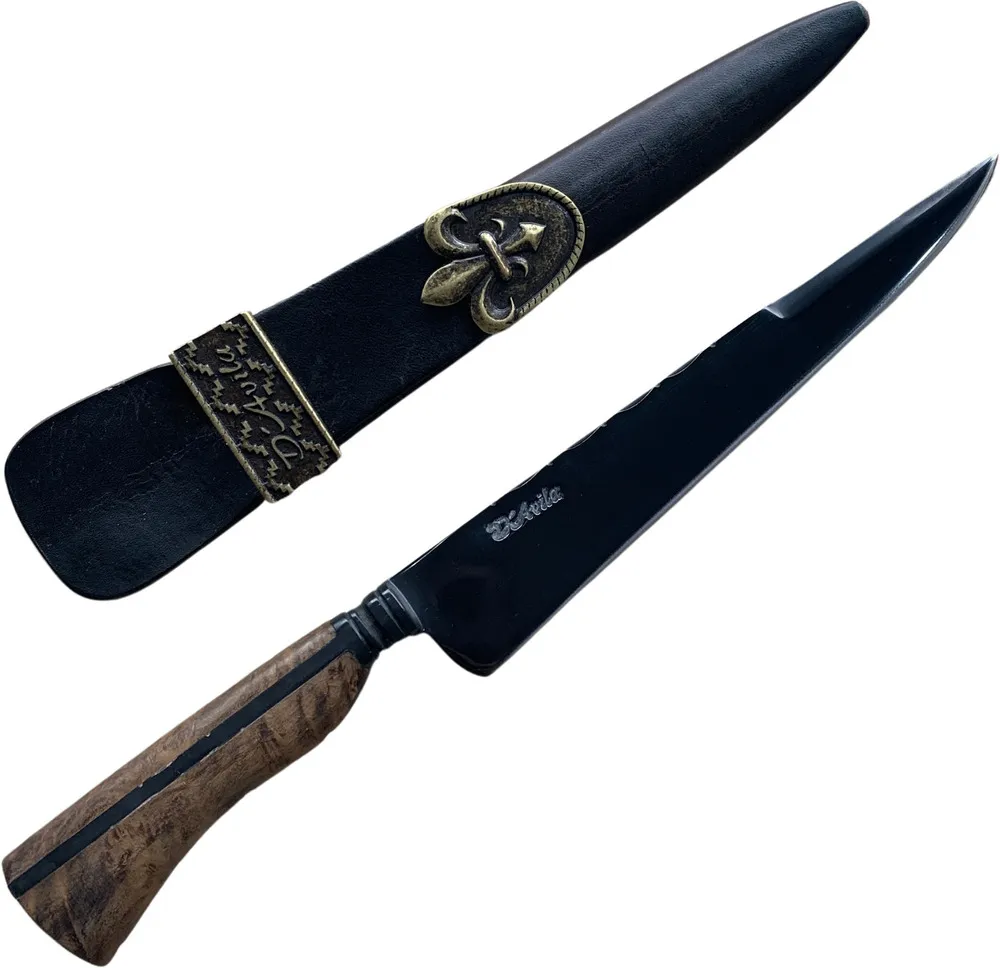 Faca Gaúcha Invertida 8" em aço carbono, cabo de madeira, fosfatizado.