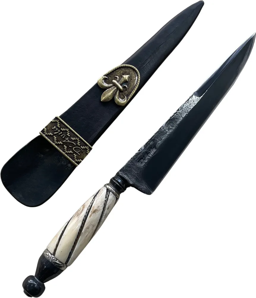 Faca Nordestina 8" em aço carbono, cabo em osso, lâmina gaúcha, brutforj fosfatizado