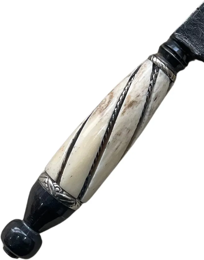 Faca Nordestina 8" em aço carbono, cabo em osso, lâmina gaúcha, brutforj fosfatizado - Imagem 4