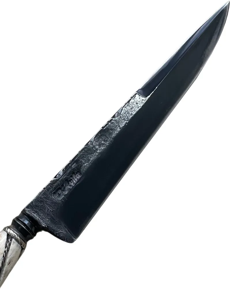 Faca Nordestina 8" em aço carbono, cabo em osso, lâmina gaúcha, brutforj fosfatizado - Imagem 3